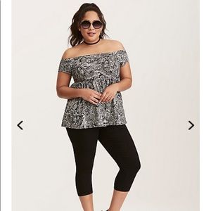 TORRID Plus Size Off Shoulder Paisley Babydoll Top